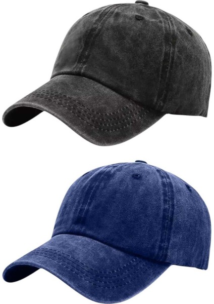 Pamuklu Eskitme 2'li Kep Şapka