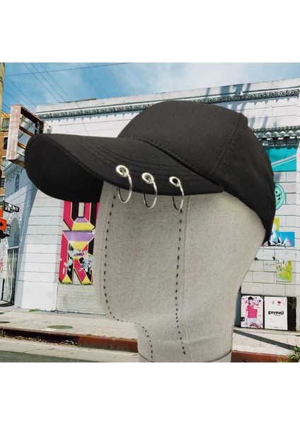 Arkadan Ayarlanabilir 3 Halka Piercing Şapka Beyzbol Kep Şapka