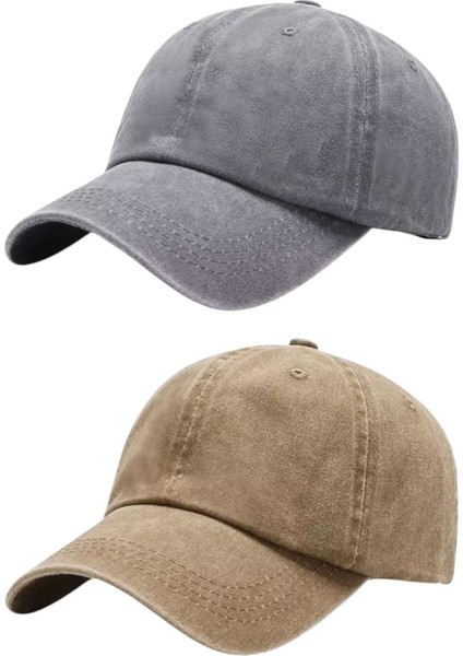 Pamuklu Eskitme 2'li Kep Şapka