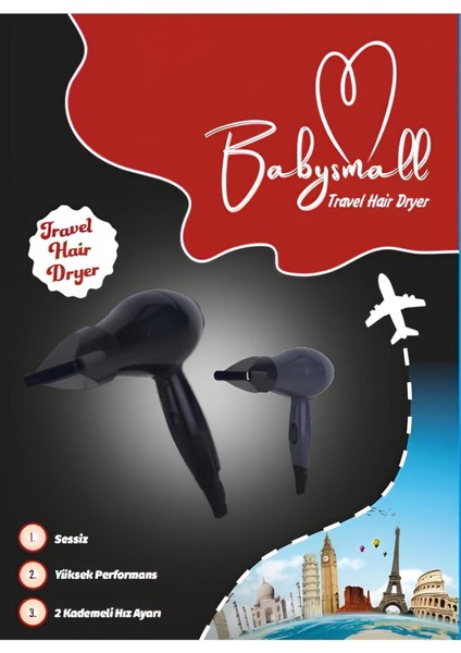 Mavi Renk Yerli Üretim Taşınabilir Seyahat Tipi Otel Tipi Küçük Mini Saç Kurutma Makinesi
