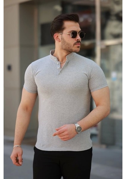 Erkek Hakim Yaka Dokuma Pamuklu Kumaş Kısa Kollu Tshirt indirimleri