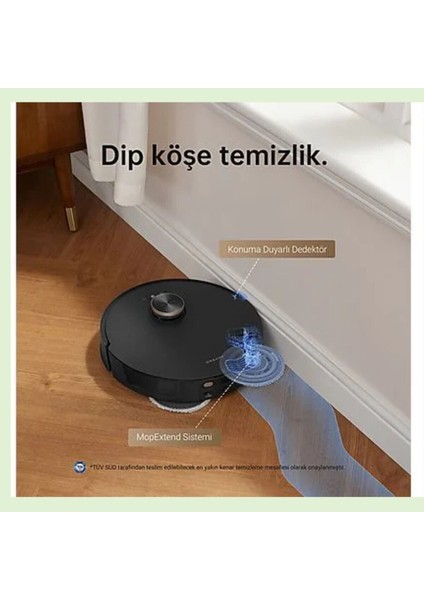En Gelişmiş ve Güçlü Süpürme Sistemiultra Kenar Temizliği Mop Robot Süpürge Siyah