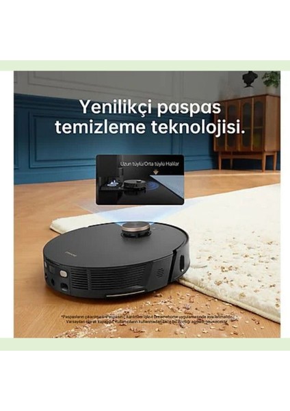 En Gelişmiş ve Güçlü Süpürme Sistemiultra Kenar Temizliği Mop Robot Süpürge Siyah