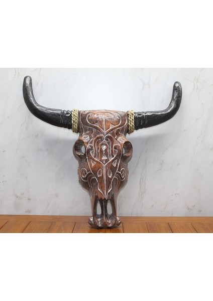 Ahşap Duvara Asmalı Bufalo Kafası