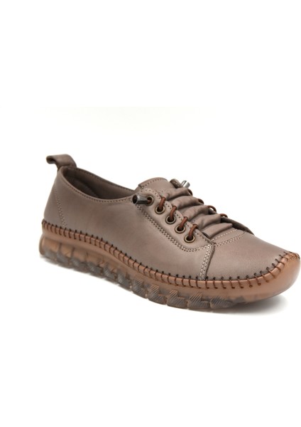 Beyaz (Iniesta) Kuko Hakiki Deri Termo Kaymaz Taban Comford Günlük Kadın Ayakkabı Kum