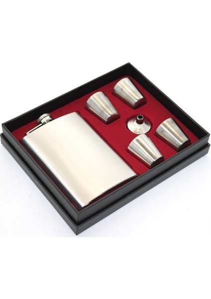 Paslanmaz Çelik 4 Shot Bardaklı Matara Seti Çelik Renk