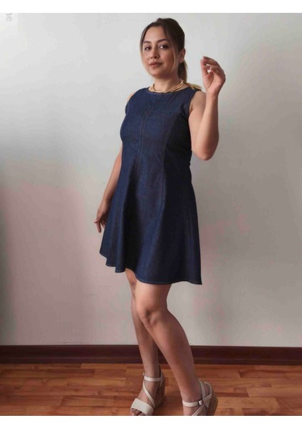 Kısa Denim Elbise- Likralı Kot Mini Elbise
