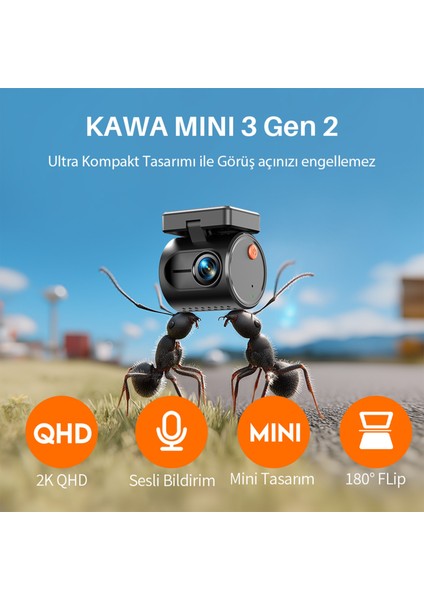 Mini 3 Gen2 2k 1296P Wifi 145° Geniş Açı Gece Görüşlü 32GB Hafıza Kartlı Akıllı Araç Kamerası fiyatları