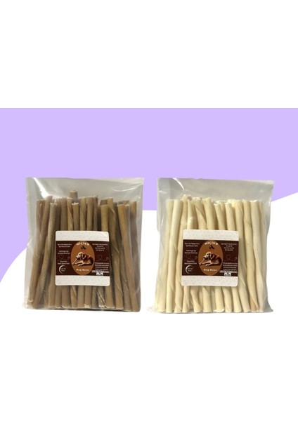 Köpekler Için 50li Naturel Burgu + 50li Beyaz Burgu Ödül Çubuğu