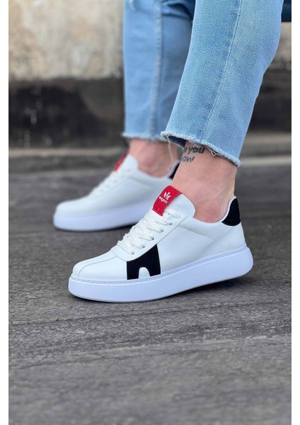WG040 Beyaz Siyah Erkek Casual Ayakkabı modelleri