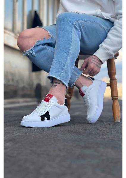 WG040 Beyaz Siyah Erkek Casual Ayakkabı