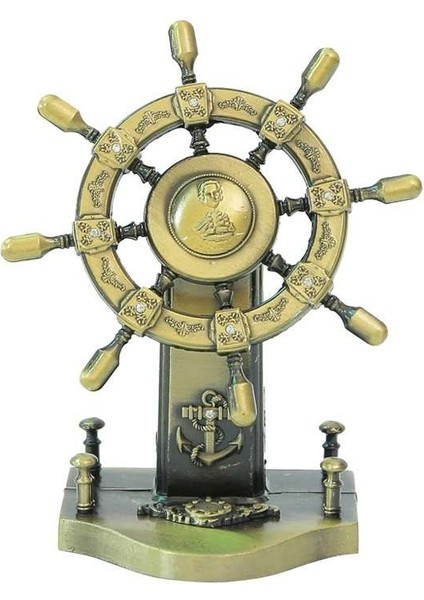 Masa Üstü Metal Süs Gemi Dümeni