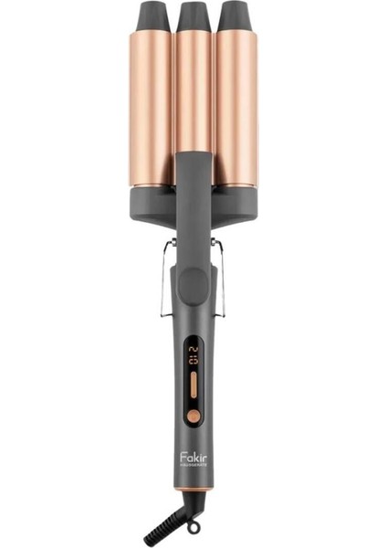 3'lü Su Dalgası Maşası, Bronz, Seramik Plaka, 210°C, 28 mm, Şık ve Pratik Kullanım
