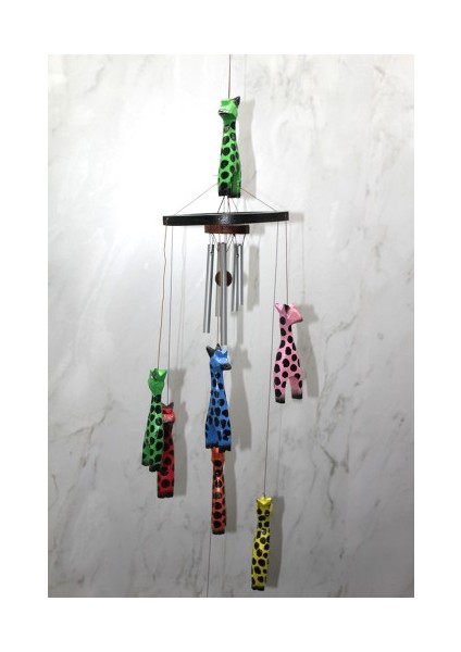 Ahşap Zürafalı Rüzgar Çanı