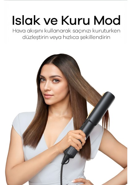 Airstrait Yüksek Hızlı Hava Üflemeli Saç Düzleştirici Islak / Kuru