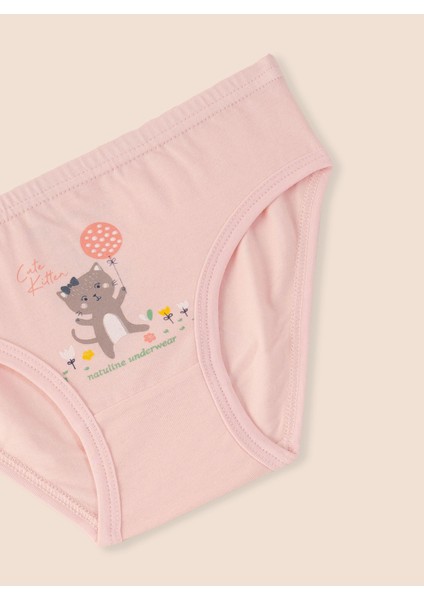 Kız Çocuk Organik Pamuklu Likralı Külot Cute Kitten 6'lı Paket modelleri