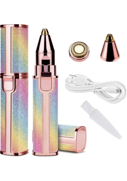 Yüz Kaş Epilatör Kıl Kaş Bıyık Tüy Alma Aleti Şarjlı Traş Makinası Simli Ambalaj