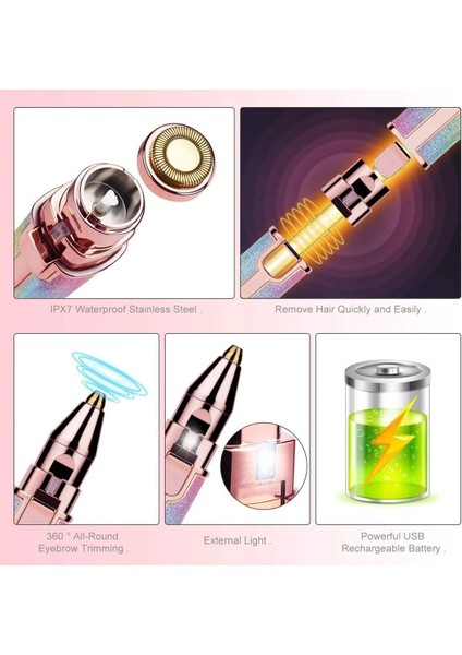 Yüz Kaş Epilatör Kıl Kaş Bıyık Tüy Alma Aleti Şarjlı Traş Makinası Simli Ambalaj indirimleri