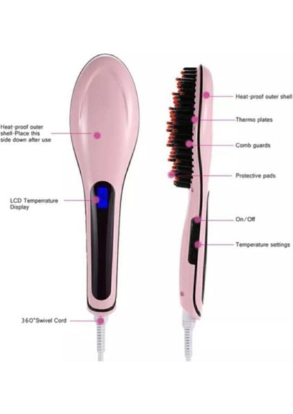 Pembe Hair Straightener Saç Düzleştirici Tarak HQT-906 fiyatları