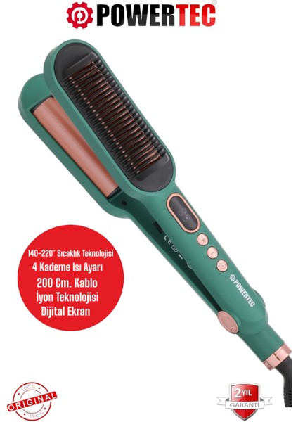 Yeşil Saç Düzleştirici, Titanyum Plakalı, Şık ve Kullanışlı Tasarım