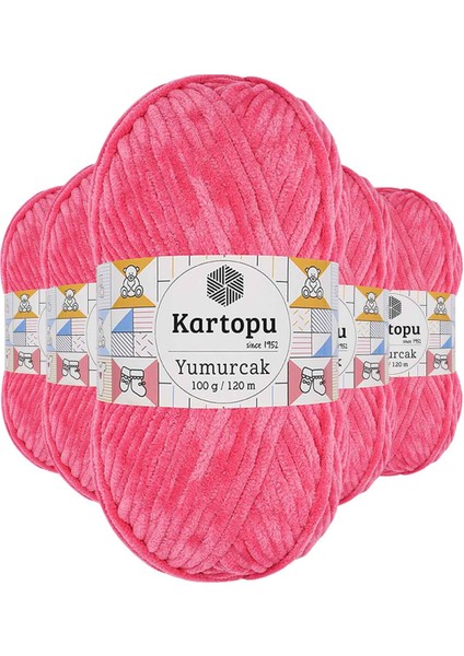 5 Adet Yumurcak Kadife El Örgü Ipi Pembe K798