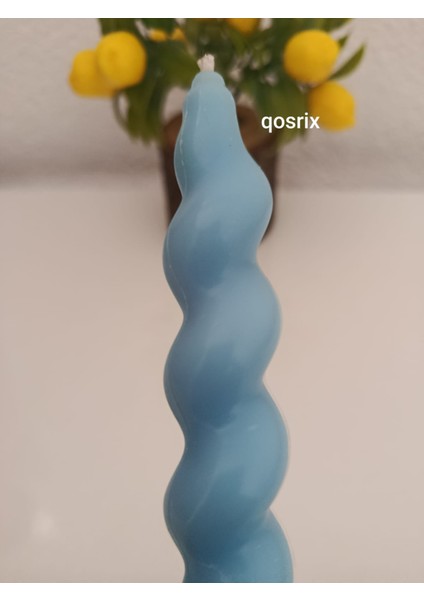5'li Açık Mavi Italyan Burgulu Şamdan Soya Mumu Doğal Kokulu Uzun Çubuk Konik Burgu Spiral Mum Dekoratif modelleri