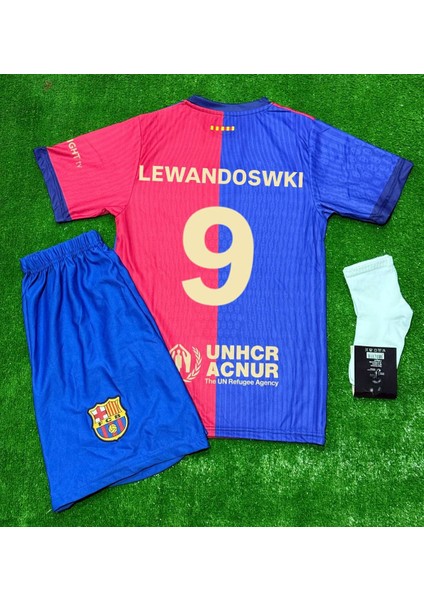 Barcelona 2024/25 Lewandowski Iç Saha Çocuk Forması 4 Lü Set