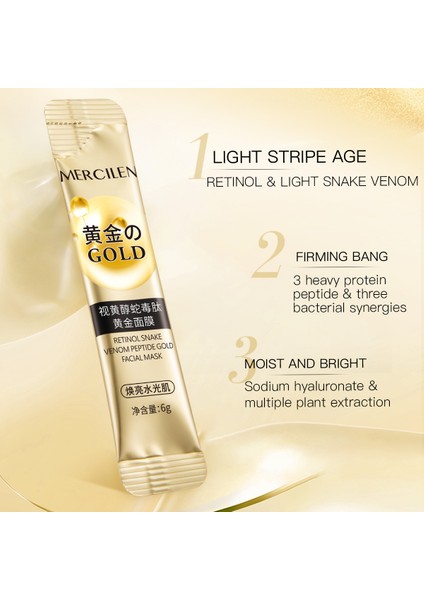 Retinol Yılan Zehiri Peptitli Altın Maske–yenileyici Yüz Maskesi (10ADET x 6gr) modelleri