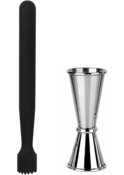 Mojito Tokmağı Siyah 20.7 cm Çatallı Kaşık 30 cm Jigger 2.5/5 cl Tokmak Bar Tokmağı Kokteyl Jigger modelleri