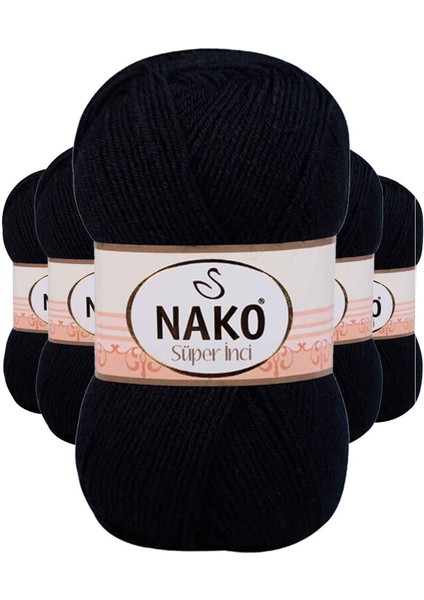 5 Adet Süper Inci El Örgü Ipi 100 gr Lacivert 3088