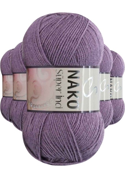5 Adet Süper Inci El Örgü Ipi 100 gr Açık Mürdüm 6684