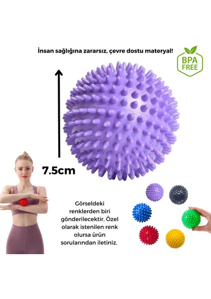 7.5 cm Bpa Free Masaj Topu - Dikenli Duyu Uyarıcı El Ayak Vücut Egzersiz Topu / Massage Ball