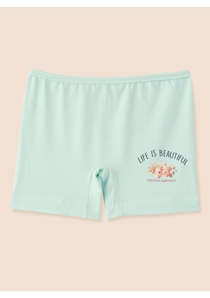 Kız Çocuk Organik Pamuklu Likralı Boxer Life Is Beautiful 6'lı Paket