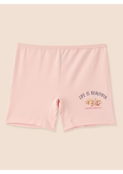 Kız Çocuk Organik Pamuklu Likralı Boxer Life Is Beautiful 6'lı Paket