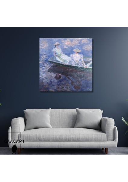 Kare Kanvas Tablo Ünlü Eserler Claude Monet Two Girls In A Bot Tablosu