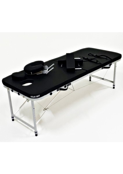 Taşınabilir Rahat Masaj Masası, Siyah, 180 cm uzunluk, 60-75 cm genişlik modelleri