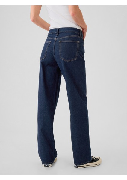 Kadın Lacivert Mid Rise '90s Loose Jean Pantolon