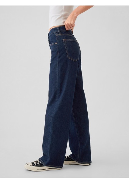 Kadın Lacivert Mid Rise '90s Loose Jean Pantolon