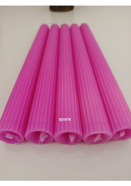 5'li Açık Pembe Şamdan Soya Mumu Soya Doğal Pudra Kokulu Uzun Çubuk Konik Mum Dekoratif fiyatları