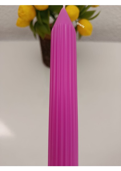 5'li Açık Pembe Şamdan Soya Mumu Soya Doğal Pudra Kokulu Uzun Çubuk Konik Mum Dekoratif modelleri