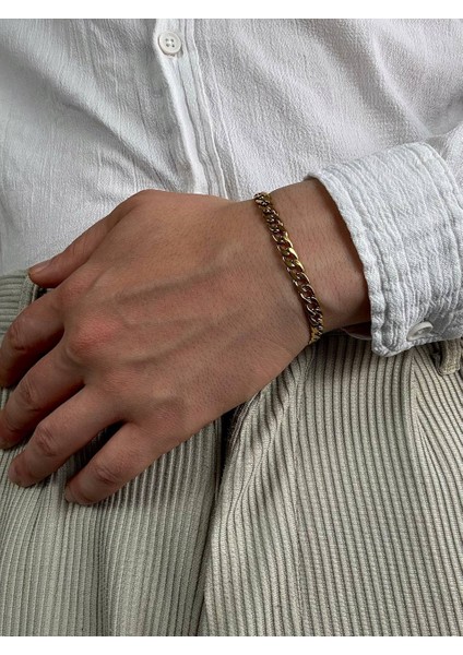 Erkek Gold Zincir Bileklik Kadın Paslanmaz Çelik Renk Atmaz Unısex Kararmaz Çelik Bileklik