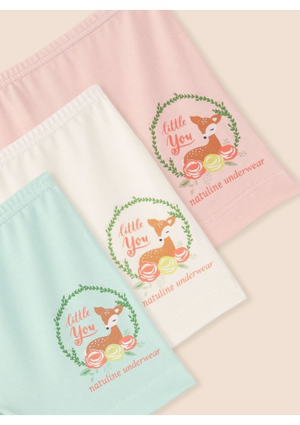 Kız Çocuk Organik Pamuklu Likralı Boxer Little You 6'lı Paket