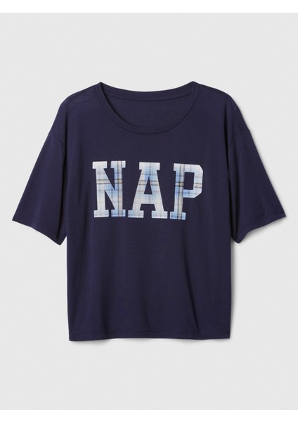 Kadın Lacivert Relaxed Grafikli Pijama Üstü fiyatları