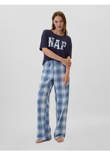 Kadın Lacivert Relaxed Grafikli Pijama Üstü modelleri