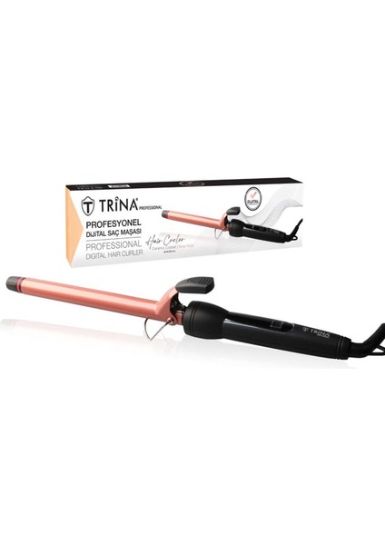 Şık Rose Gold Döner Başlı Saç Maşası 19mm, Seramik Plaka, 200°C, Profesyonel Kullanım