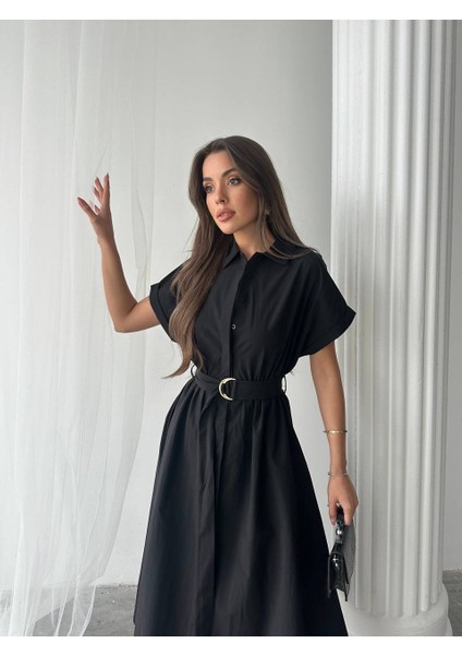 Yeni Sezon Yarasa Kol Kuşaklı Gömlek Elbise modelleri