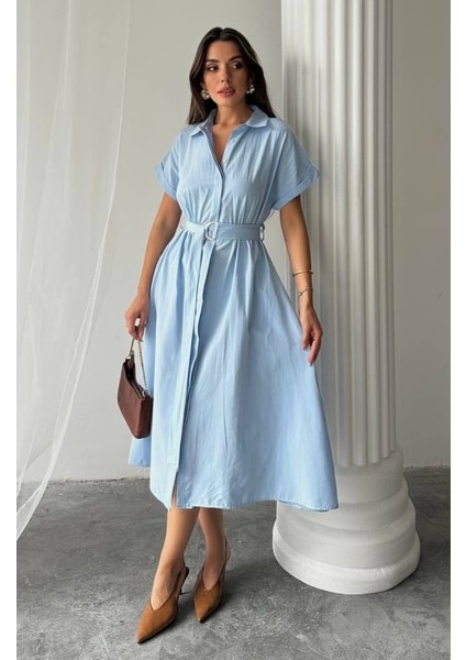 Yeni Sezon Yarasa Kol Kuşaklı Gömlek Elbise fiyatları