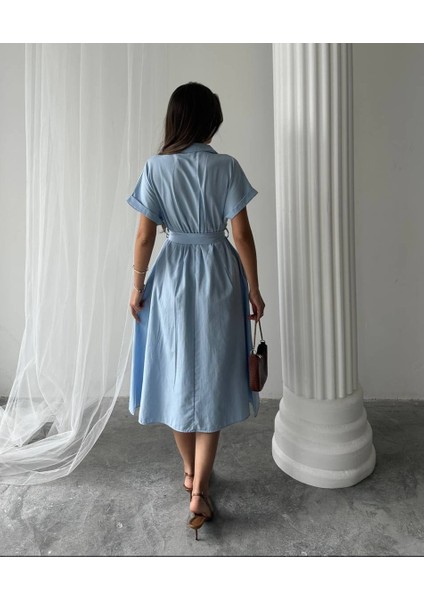 Yeni Sezon Yarasa Kol Kuşaklı Gömlek Elbise modelleri