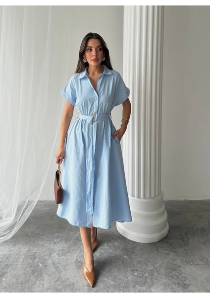 Yeni Sezon Yarasa Kol Kuşaklı Gömlek Elbise indirimleri