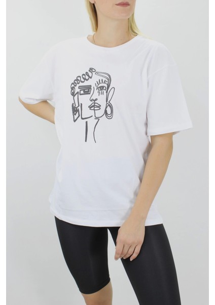 Yüz Baskılı Tişört Beyaz - 144.075 fiyatları